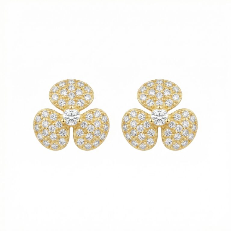 Embrace Timeless Elegance with 925 Sterling Silver Radiant Pavé CZ Trifoil Earrings