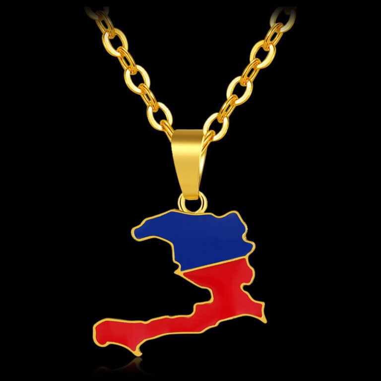 Celebrate Heritage with the Fashion Ladies Stainless Steel Haiti Map Pendant Necklace