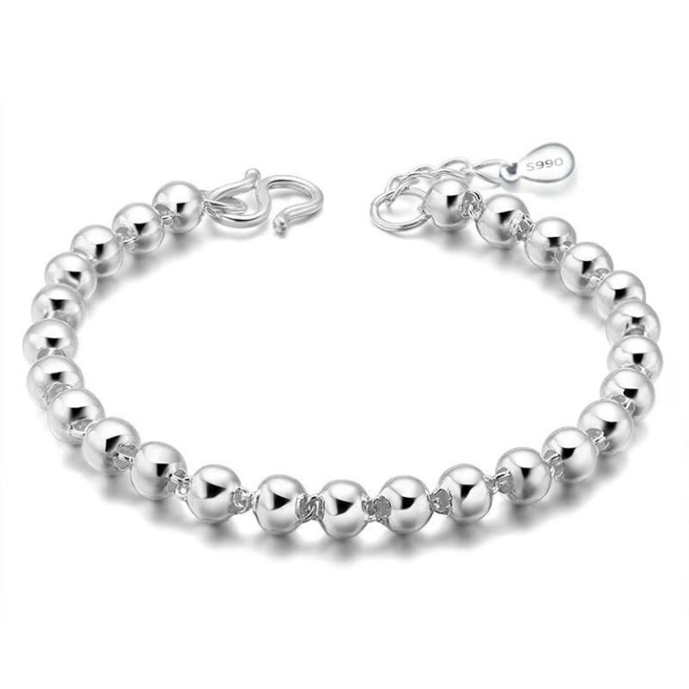 Showcase of Elegance: The Round Silver Bead Short Adjustable Bracelet