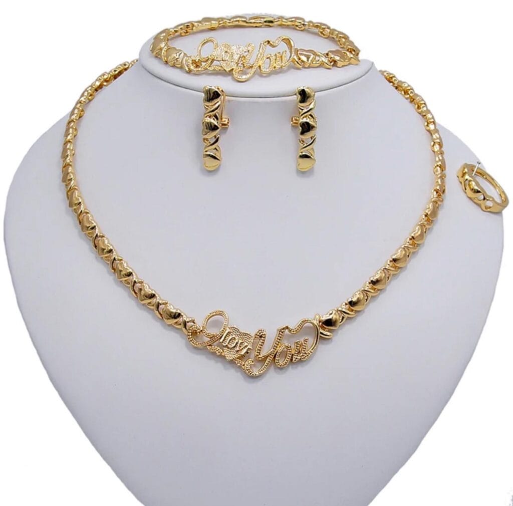 18k gold plated fashion wedding jewelry set American pop style women jewelry