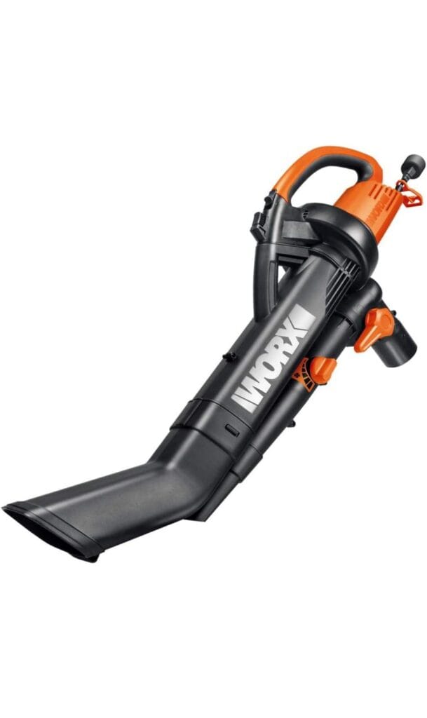 WORX WG505 TRIVAC 12 Amp 3-in-1 Electric Leaf Blower/Leaf Vacuum/Mulcher, Metal Impeller for Fine Mulching