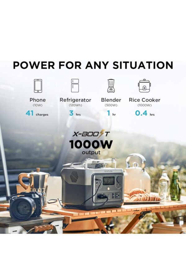 EF ECOFLOW Portable Power Station RIVER 2 Max 500, 499Wh LiFePO4 Battery/ 1 Hour Fast Charging, Up To 1000W Output Solar Generator (Solar Panel Optional) for Outdoor Camping/RVs/Home Use