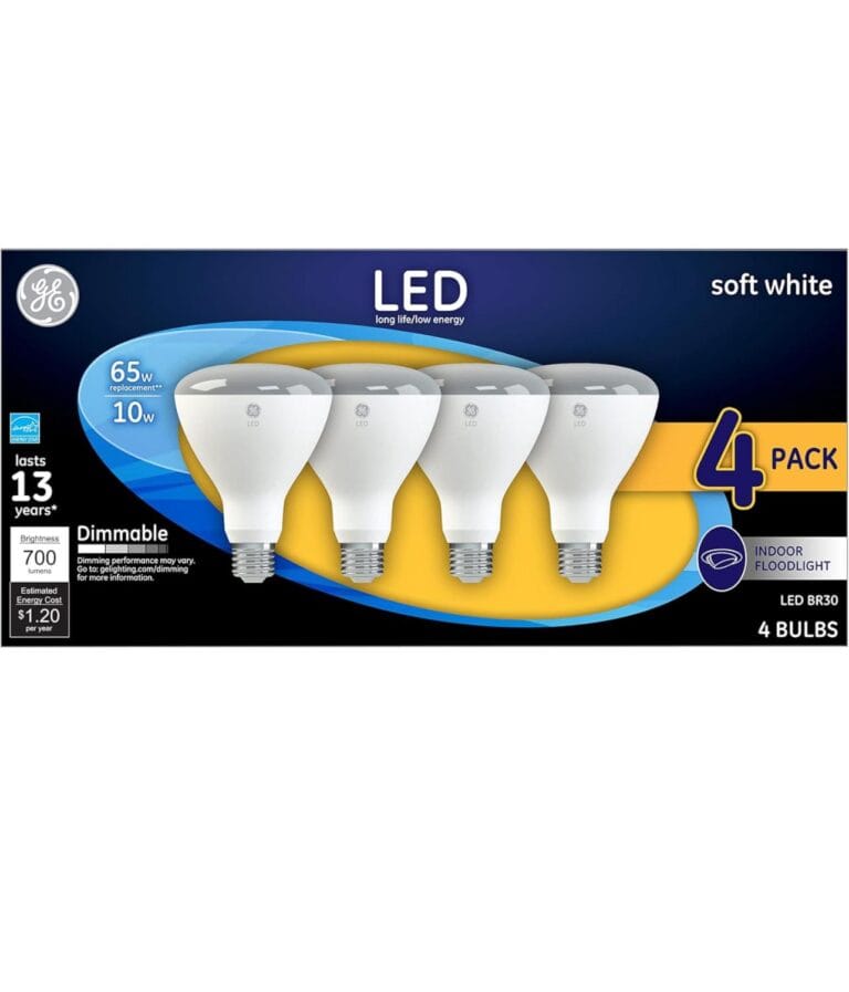 GE Lighting LED Indoor Floodlight Bulbs, 10 Watt (65 Watt Equivalent) Soft White, BR30 Bulb Type, Medium Base, Dimmable (4 Pack)