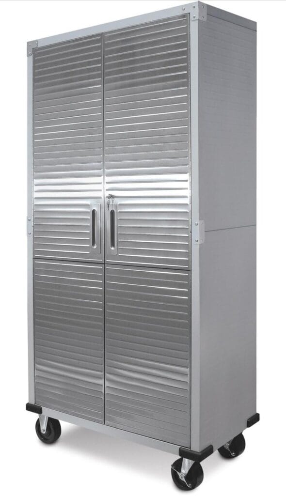 Seville Classics UltraHD Solid Steel Rolling Lockable Metal Storage Cabinet Locker Organizer w/Adjustable Shelves for Garage, Warehouse, Office, Classroom, 36" W x 18" D x 72" H, Granite