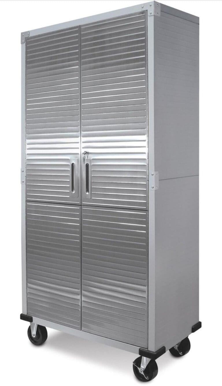 Seville Classics UltraHD Solid Steel Rolling Lockable Metal Storage Cabinet Locker Organizer w/Adjustable Shelves for Garage, Warehouse, Office, Classroom, 36″ W x 18″ D x 72″ H, Granite