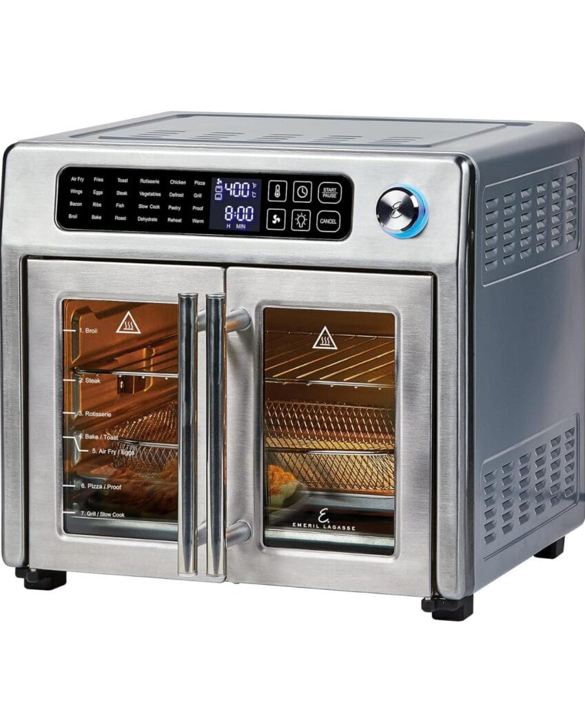 Emeril Lagasse 26 QT Extra Large Air Fryer, Convection Toaster Oven with French Doors, Stainless Steel