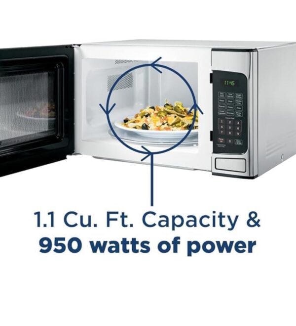 GE GCST11X1WSS Microwave Oven, 950-watt 6 Auto Cooking Settings, Child-Lock Technology, Kitchen Essentials for The Countertop, Dorm Room or Apartment, New 1.1 Cu. Ft, Stainless Steel