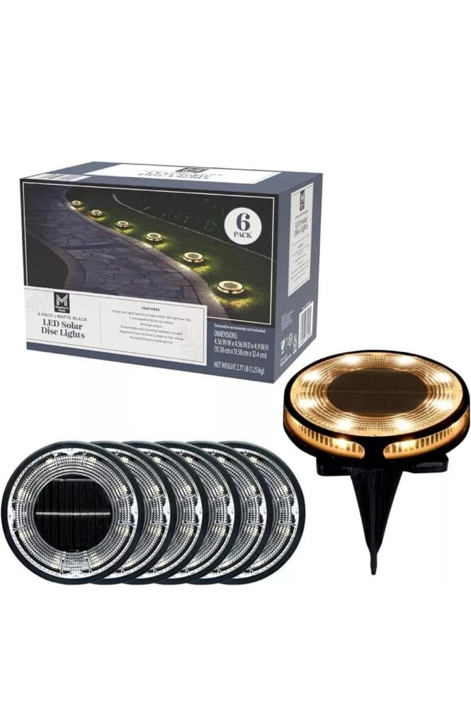 Member's-Mark 6-Pack LED Solar Disc Lights, 30 Lumens -