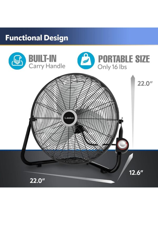 Lasko 20", High-Velocity Commercial Grade QuickMount, Converts from Floor Wall Mount Fan Ideal for Garages, Basements, Gyms, 2264QM, 7 x 22 x 22 inches, Black Silve