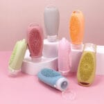Silicone bottles with cleaner brush for travel beauty cosmetic refill container
