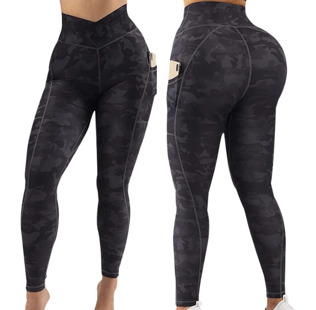 Sport tight yoga leggings V Shaped Cut Waist Gym leggings with pockets side for women