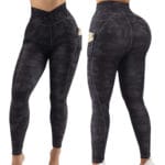 Sport tight yoga leggings V Shaped Cut Waist Gym leggings with pockets side for women