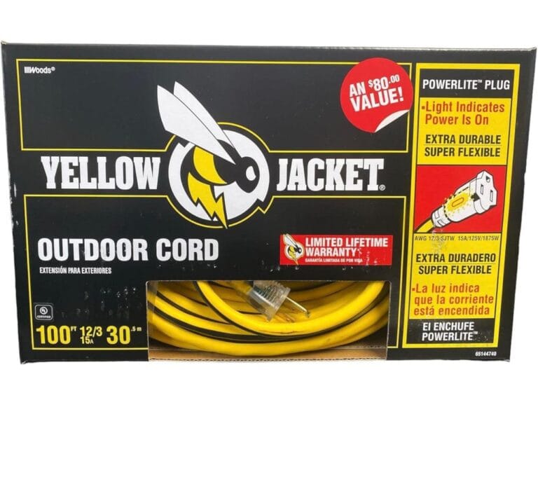 Yellow Jacket -12/3 Heavy-Duty 15-Amp SJTW Contractor Extension Cord with Lighted Ends, 100-Feet