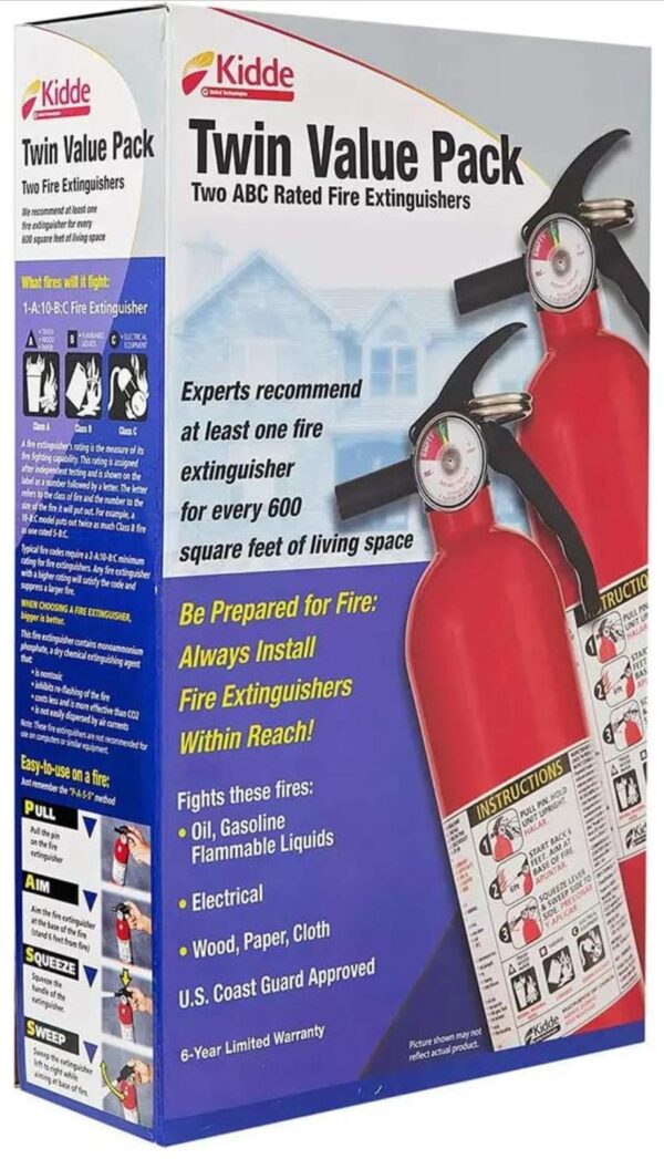 Kidde 2 Pack Multipurpose Fire Extinguishers, Red