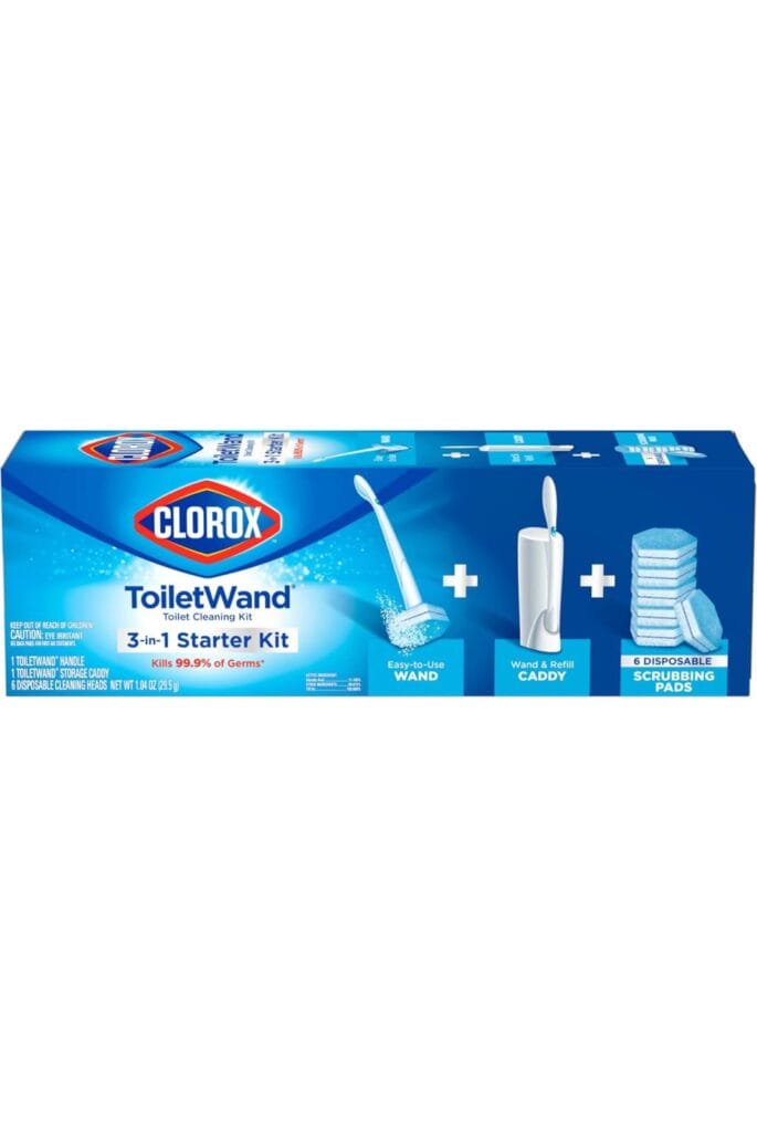 Original Clorox Cleaning System, ToiletWand, Storage Caddy, 6 Refill Heads (Package May Vary)