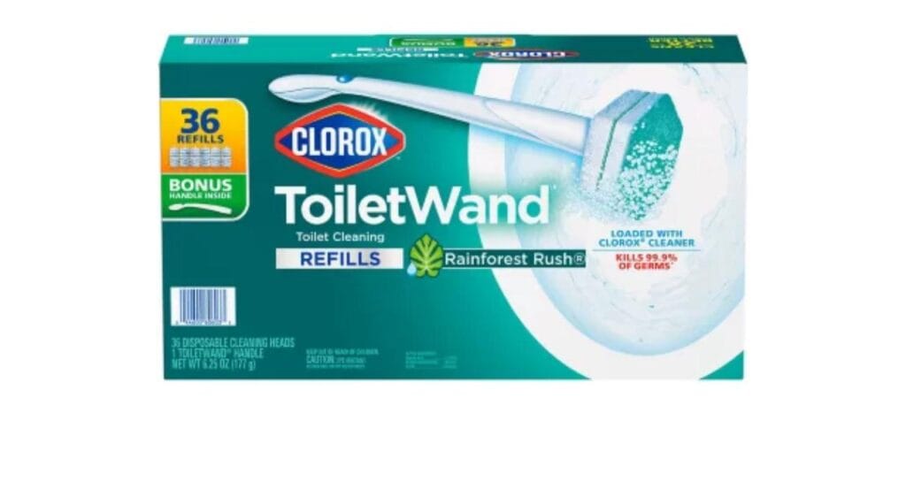 Clorox Toilet Wand Toilet Cleaning Kit, Rainforest Rush, 1 Toilet Wand Handle + 36 Refills
