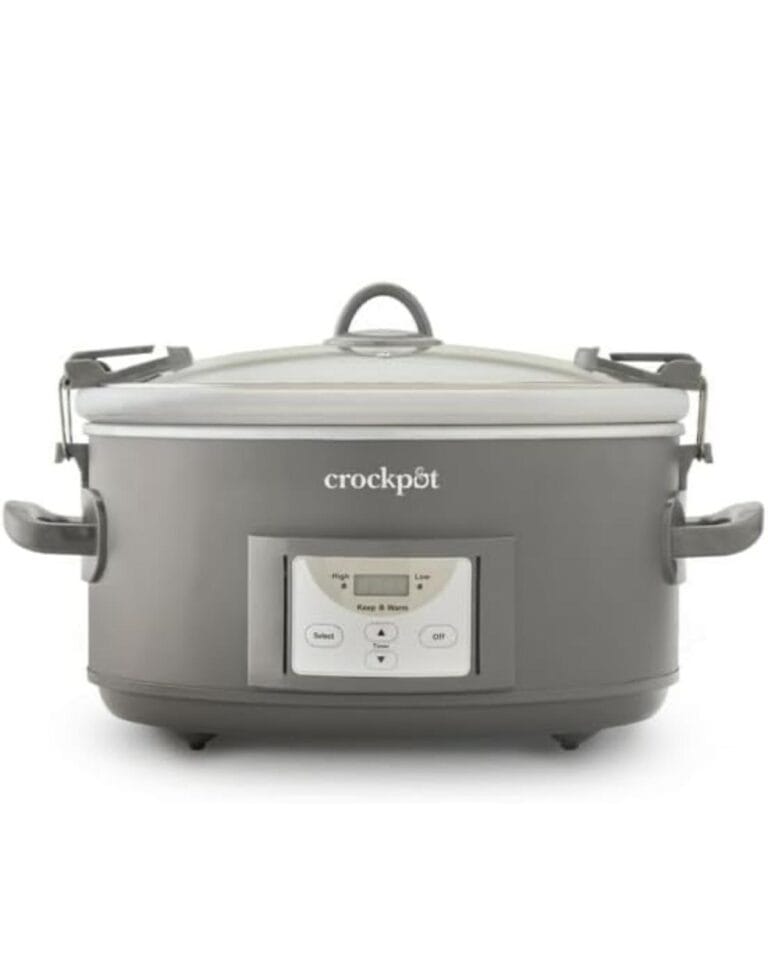 7-Quart Cook and Carry Programmable Slow Cooker, Grey, Oven-Safe Stoneware, Dishwasher-Safe, Auto-Warm Setting
