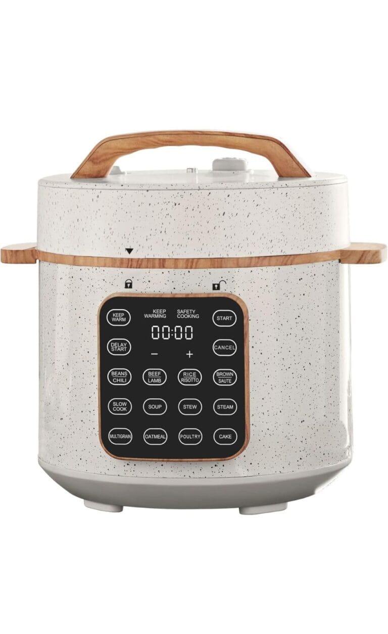 The Pioneer Womans 6 Qt Pressure Cooker with Touch Control Display, Linen Speckle, Multi-Function 7 in 1 Cooker, Quick and Slow Cooking, 12 Smart Recipes, Safety Features, Overheat Protection