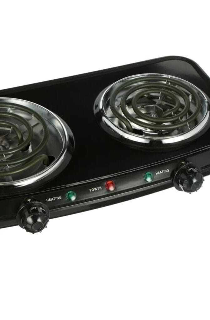 Efficient and Elegant Double Burner - Cook Multiple Dishes with Ease Spacing-Saving Adjustable Temperature Control