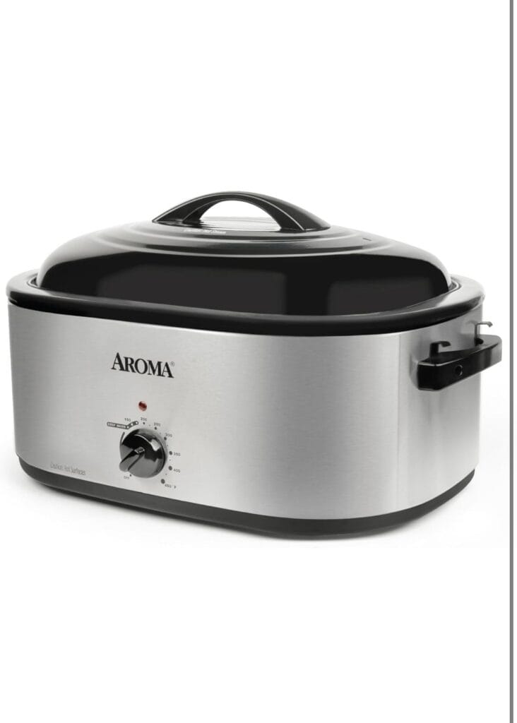 Roaster Oven, 20Qt Turkey Roaster Oven Buffet with Self-Basting Lid, 1450W Electric Roaster Oven with Cool-Touch Handles, Stainless Steel Roaster Oven with Removable Pan and Rack, Silver