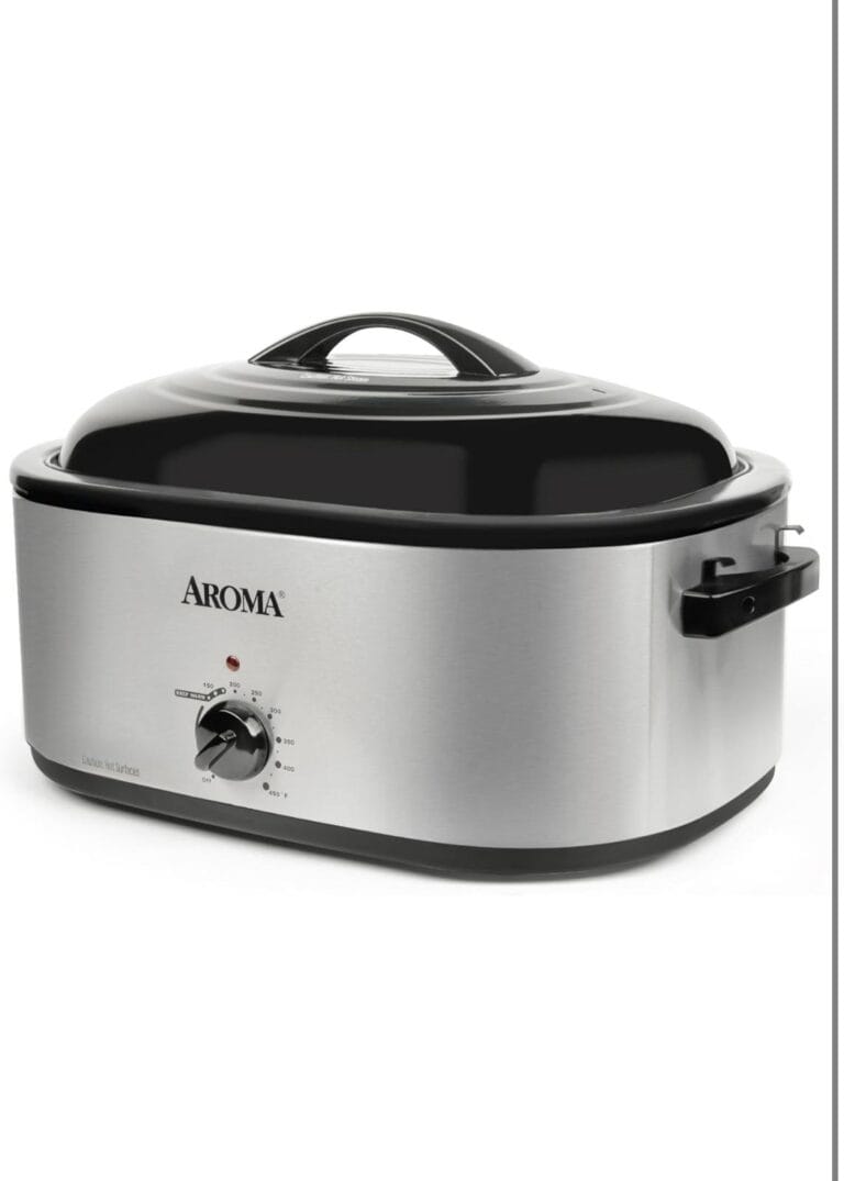Roaster Oven, 20Qt Turkey Roaster Oven Buffet with Self-Basting Lid, 1450W Electric Roaster Oven with Cool-Touch Handles, Stainless Steel Roaster Oven with Removable Pan and Rack, Silver