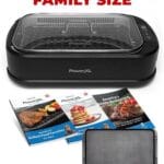 PowerXL Smokeless Grill Family Size- with Tempered Glass Lid with Interchangeable Grill and Griddle Plate and Turbo Speed Smoke Extractor Technology 22.1” X13.2” X 6.1