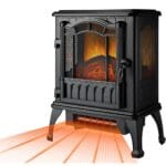 3D Electric Fireplace Stove With Infrared Quartz Heater with Life-Like Flame,