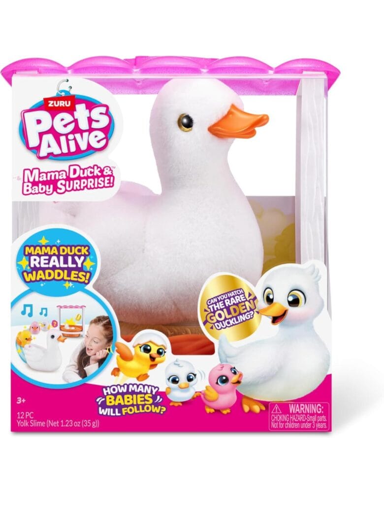 Pets Alive Mama Duck Surprise by ZURU, 4 Surprise Eggs, Baby Ducklings, 10+ Sounds, Walking Toy, Interactive Girls Toy, Ages 3+