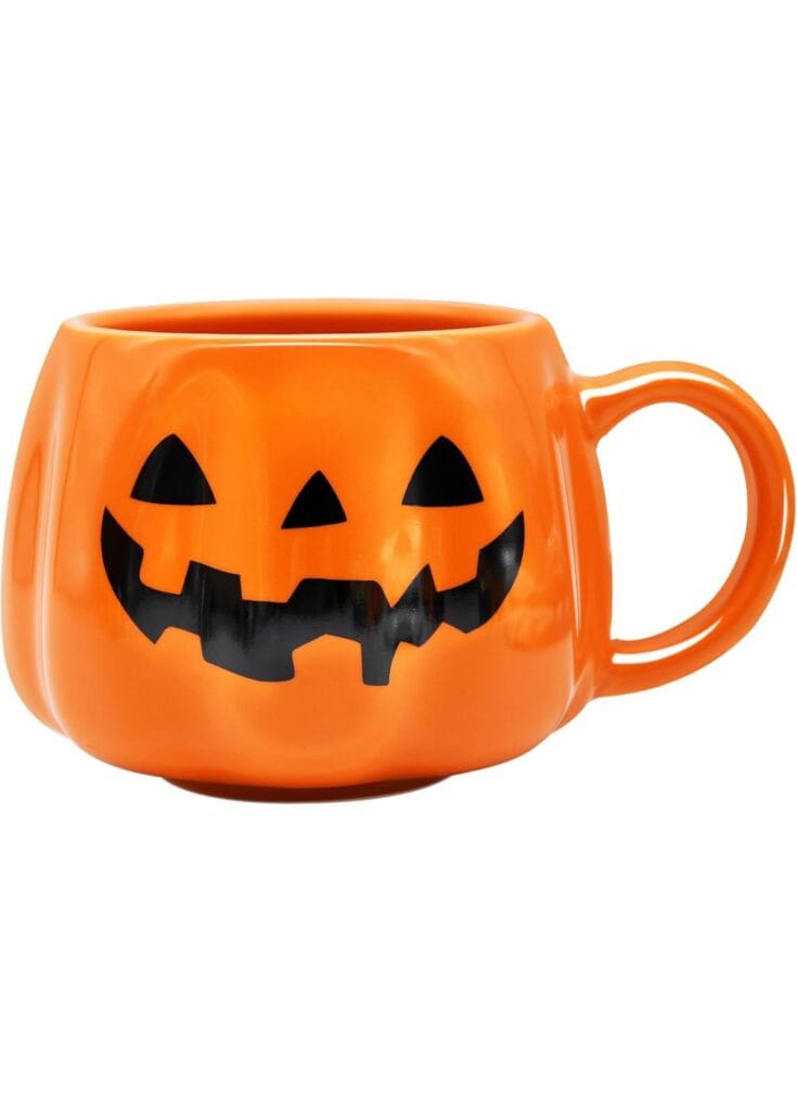 12 oz Halloween Pumpkin Mug Decorations, Happy Halloween Pattern Mug Ceramic Cute Pumpkin Coffee Cup Halloween Birthday Tabletop Drinkware Gifts for Adults Kids Women