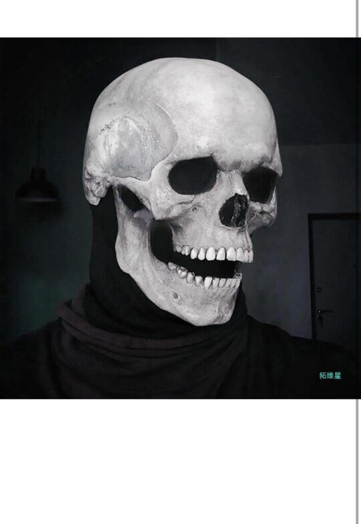 Halloween Mask, Creepy 3D Skull Mask Halloween Skull Mask with Moving Jaw Human Skeleton Mas