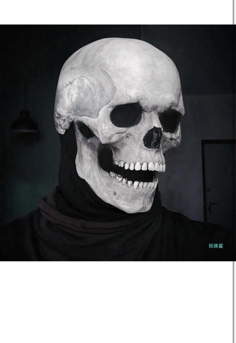 Halloween Mask, Creepy 3D Skull Mask Halloween Skull Mask with Moving Jaw Human Skeleton Mas