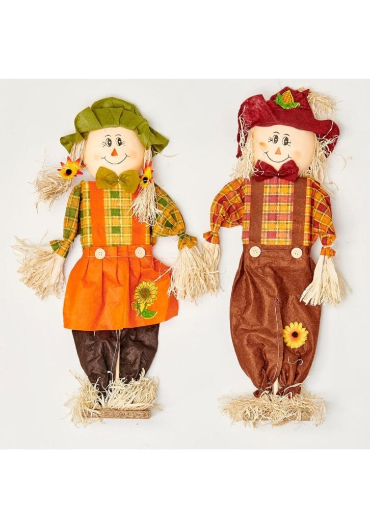Worth Imports 24" Standing, Set of 2 Scarecrow, Multicolor