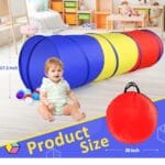 Pop Up Play Tunnel Tent for Toddlers Babies or Dogs, Indoor & Outdoor Toys for Kids Backyard Playset. (Red,Yellow,Blue)