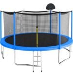 14FT Trampoline Set with Swing, Slide, Basketball Hoop, Sports Fitness Trampolines with Enclosure Net