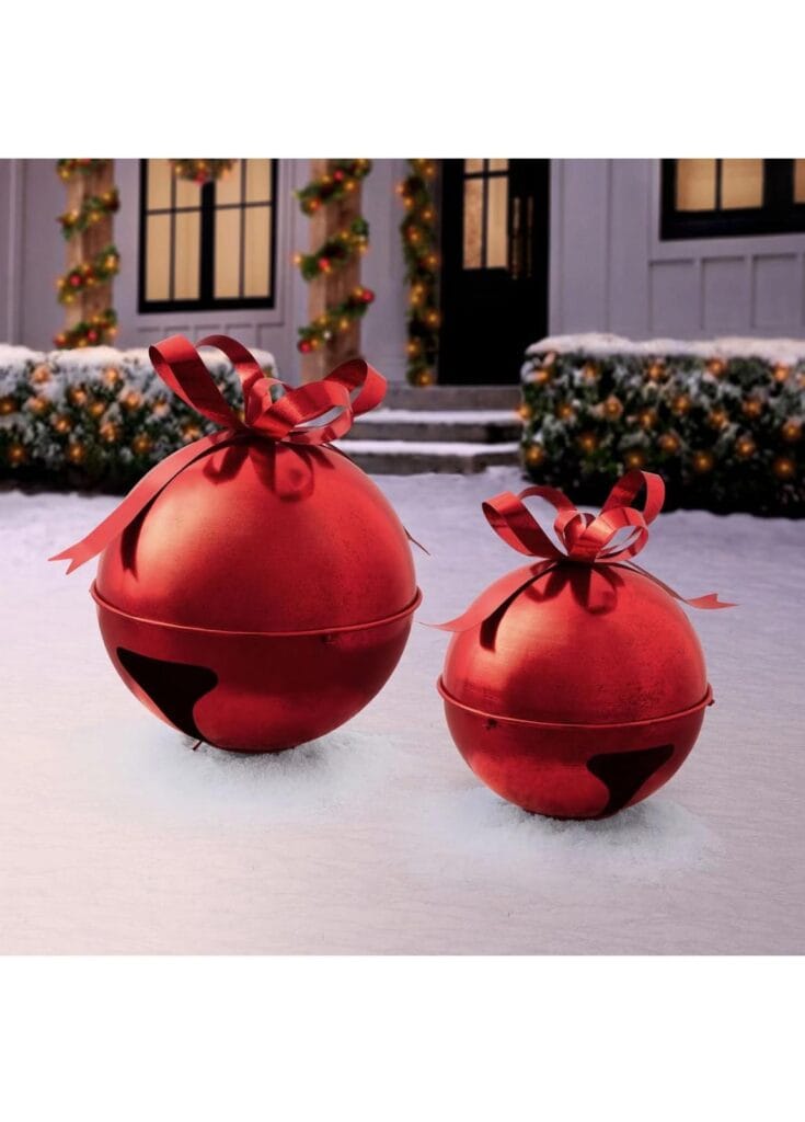 2-Piece Oversized Jingle Bell Red Décor Christmas Decoration (sc)