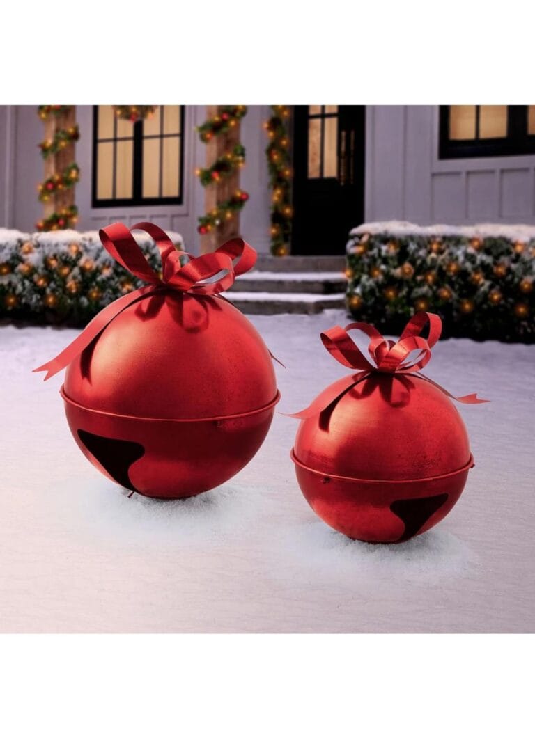2-Piece Oversized Jingle Bell Red Décor Christmas Decoration (sc)