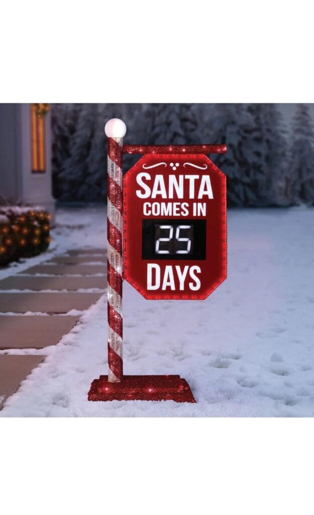 5' Pre-Lit Santa Countdown Sign Christmas Decoration Light Up Sign