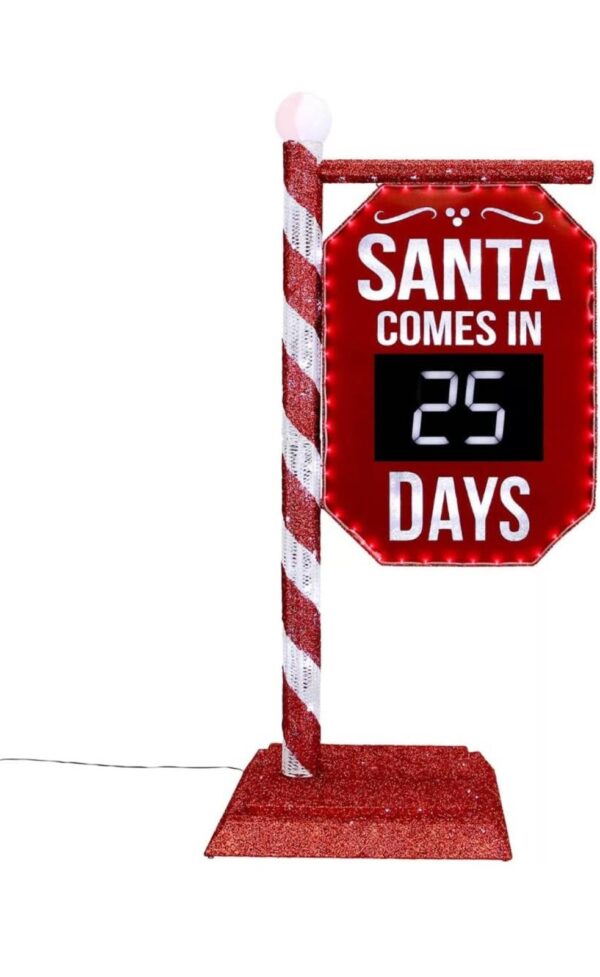 5' Pre-Lit Santa Countdown Sign Christmas Decoration Light Up Sign