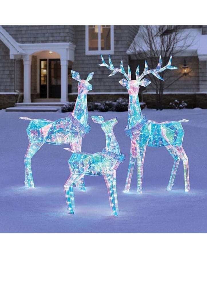3 Piece Pre-Lit Prismatic Deer Family Colorful 874 LED Lights Christmas Decoration Out and Indoor