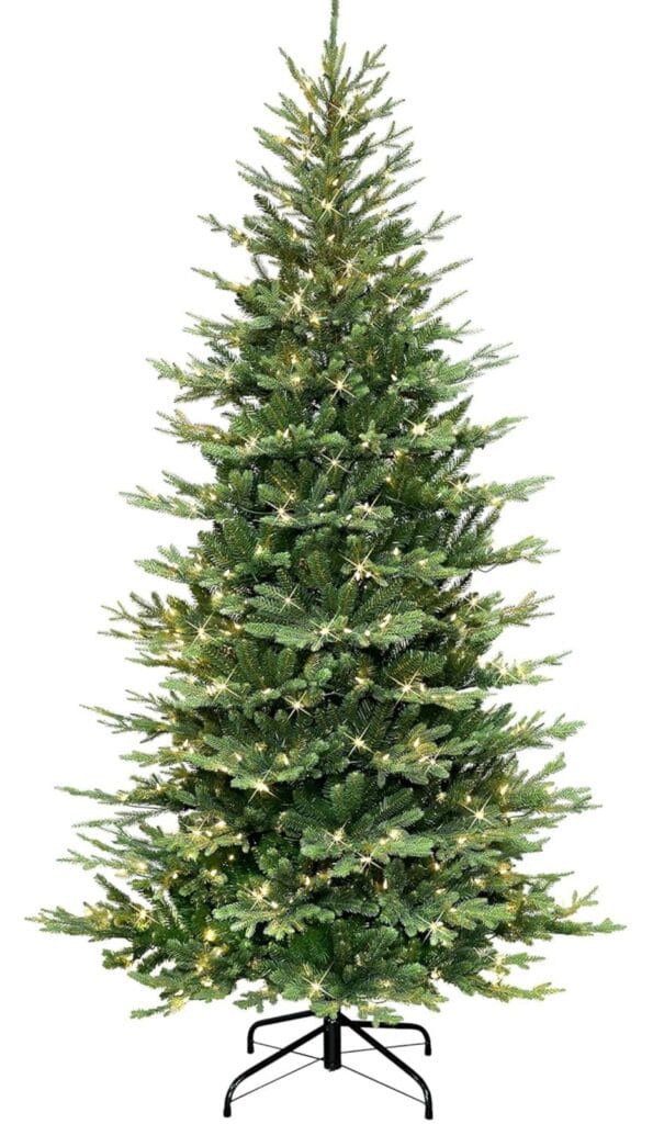 7 ft Pre-lit Slim linden Fir Tree, 3335 PE/PVC Tips, 500 UL Clear Incandescent Lights