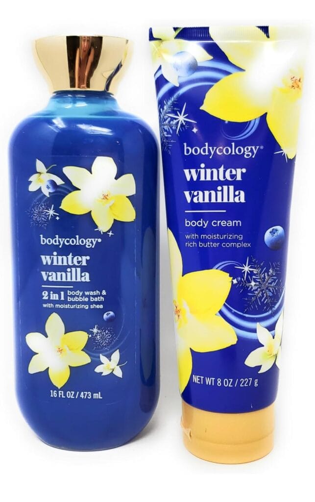Winter Vanilla 2 in 1 Body Wash & Bubble Bath 16 fl oz & Winter Vanilla Butter Body Cream 8 oz (Pack of 2)
