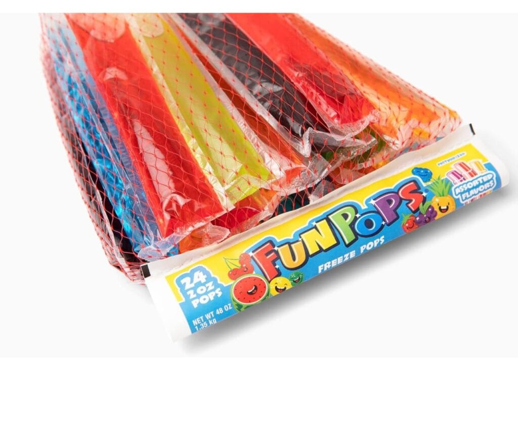 FunPops Frozen Ice Pops, kids  24-Fruit Flavored Freeze Pops, Frozen Summer Snack For All Ages, Low Calorie