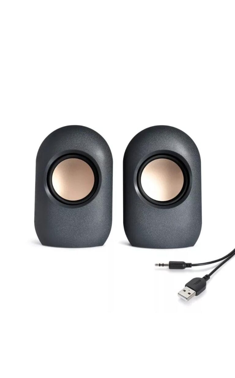 onn. Stereo Speaker with Volume Controls, 3.6 ft 3.5mm Aux with USB Power Cable