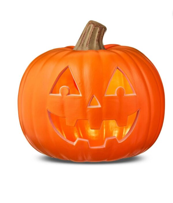 9"L x 9"W x 9"H Orange Polypropylene Light-Up Jack-o’-Lantern Halloween Decoration Way to Celebrate