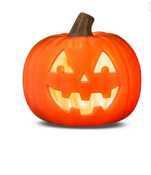 9"L x 9"W x 9"H Orange Polypropylene Light-Up Jack-o’-Lantern Halloween Decoration Way to Celebrate