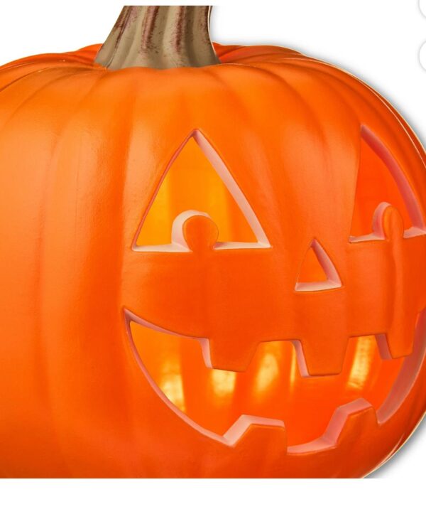 9"L x 9"W x 9"H Orange Polypropylene Light-Up Jack-o’-Lantern Halloween Decoration Way to Celebrate