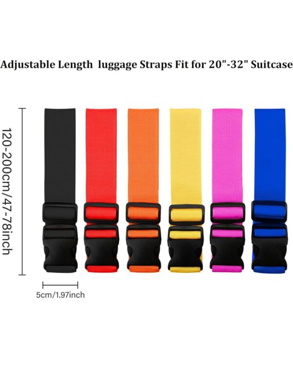 2 Pack Suitcase Straps, Bright Color Adjustable Luggage Belts, TSA Approved