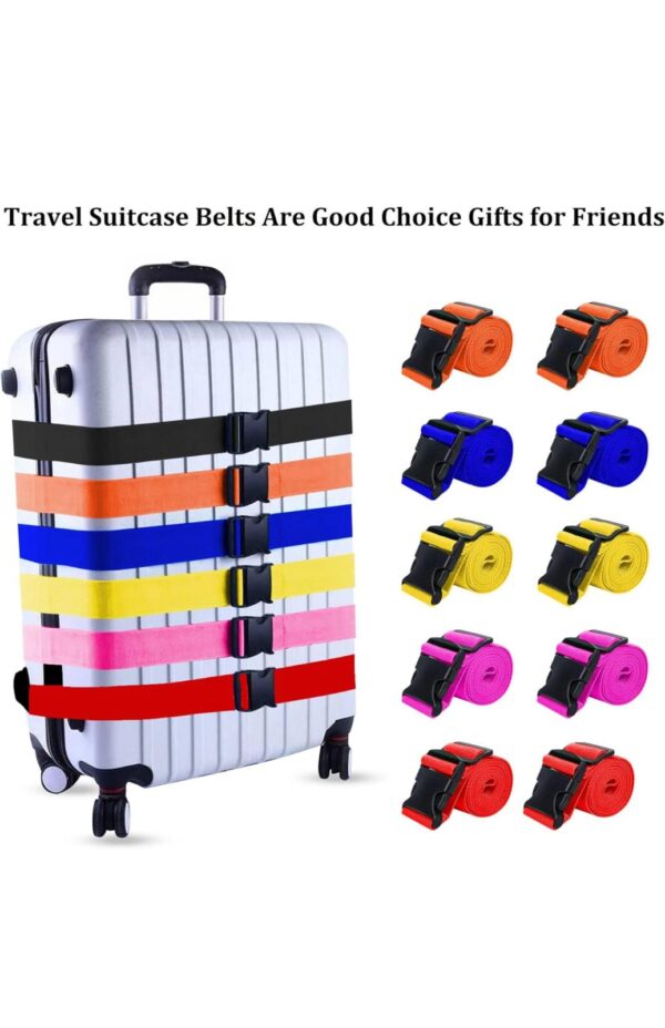 2 Pack Suitcase Straps, Bright Color Adjustable Luggage Belts, TSA Approved