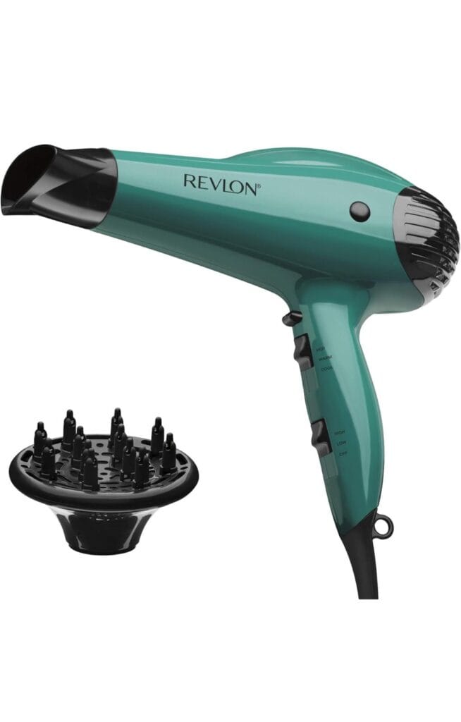 REVLON Volume Booster Hair Dryer with Diffuser | Voluminous Lift and Body | 1875W Blow Dryer with Ionic Technology for Salon Styled Finish with Less Frizz (Green)
