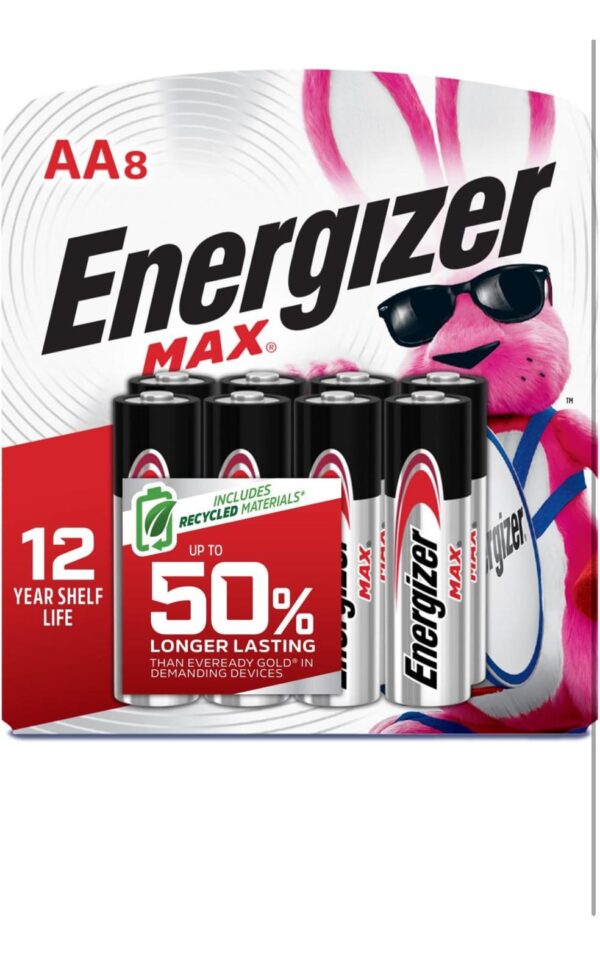 Energizer AA Batteries, Max Double A Battery Alkaline, 8 Count